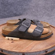 Birkenstock Arizona Soft Footbed Black Leather Sandals Slides Size 41 US 8 Reg.