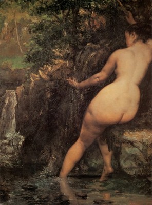 Courbet Akt Frau an natürlicher Quelle realistische Wald Wasserszene Kunstdruck