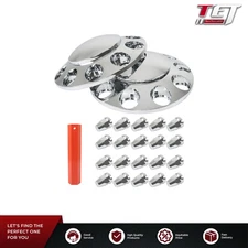For Semi Truck Chrome Front Axle Wheel Cover W/ Hub Cap 33mm Lug Nuts Set of 2