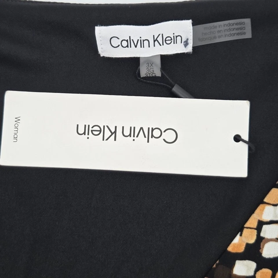 Vestido Calvin Klein Midi Talla 3X Retro Lunares Asimétrico Oficina Trabajo Carrera Foto 3 de 4