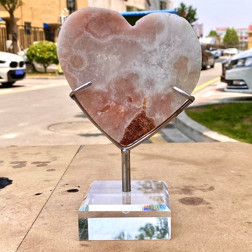 Pink Amethyst Quartz Heart - Crystal Love Gift with Stand - 445G - Picture 10 of 12