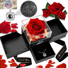 Mothers Day Gifts for Mom: Forever Real Rose with Heart I Love You Necklace Chri