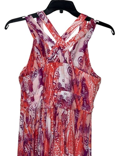 Soma Maxi Dress Crossback Straps Coral Purple Babydoll Y2K Size Large NWT - Picture 8 of 13