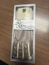 NIB Ladies Designer Glove Collection Cream w/ Brown Gloves One Size
