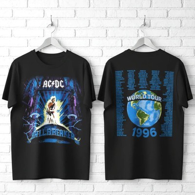 ACDC Ballbreaker World Tour 1996 Men's T Shirt Locations Rock Band Concert