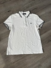 Fred Perry Women’s White Cotton Polo Shirt Size M (Fits S) – Excellent Condition