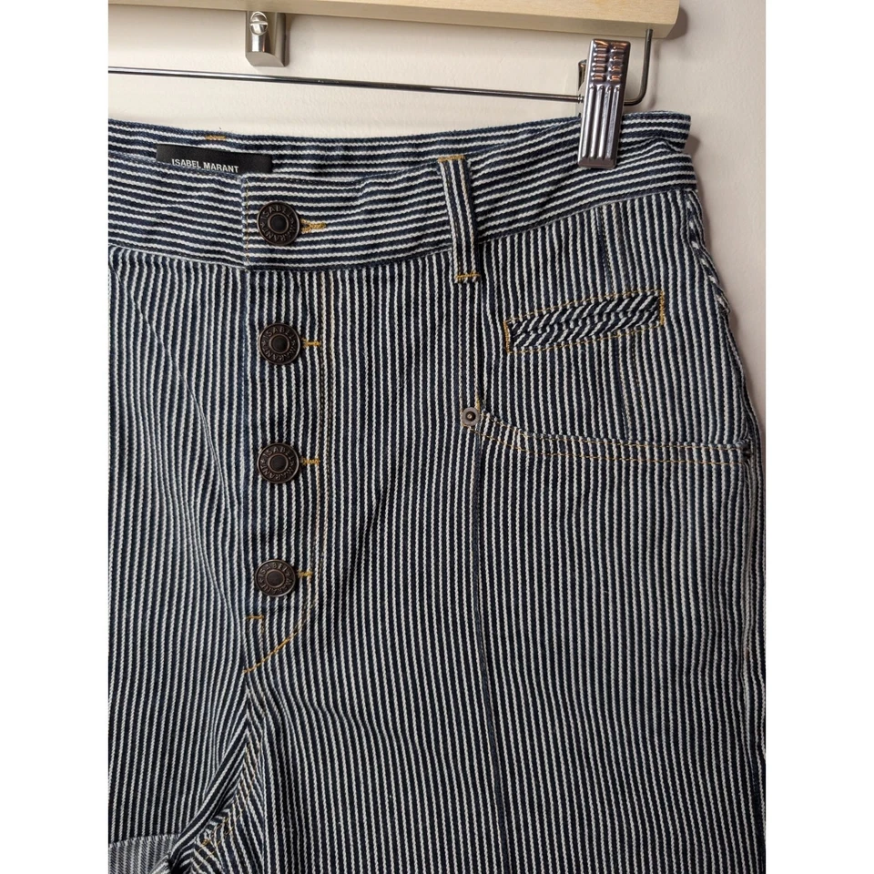 Pantalones Cortos Isabel Marant Para Mujer Negros Nadia Rayas Algodón Sarga Talla 40/8 Foto 4 de 4
