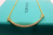 Tlffany&C0*T Smile*Necklace 18k Rose Gold/Diamond Pendant Original Box