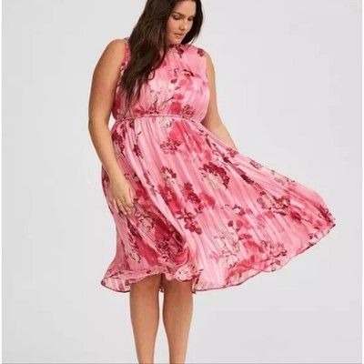 NEW Women's Torrid 1 1X Pink Dress Expression floral wild rose