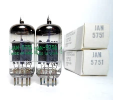 Matched Codes Pair GE USA ∆ JAN 5751 12AX7WA NOS High Reliability Tubes NIB