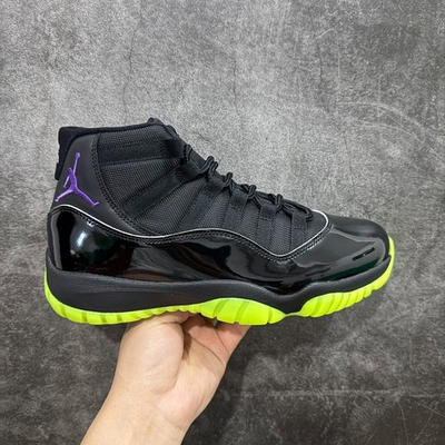 #ad Nike Air Jordan 11 Retro Black Purple Volt Men’s Sneakers Patent Leather High $249.00