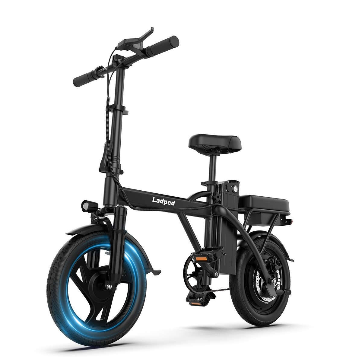 LADPED 14' Foladable Electric Bike Black 500W 48V, 20mph Range