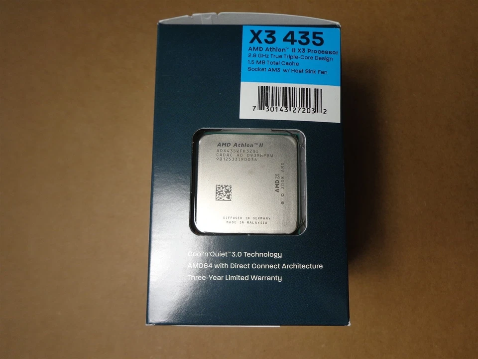 New AMD ATHLON II X3 435 PROCESSOR CPU ADX435WFGIBOX ADX435WFK32GI 2.9GHz NIB - Image 4 of 4