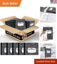 50 Pack Composition Notebooks Bulk, Wide Ruled Composition Notebook, 200 Page...