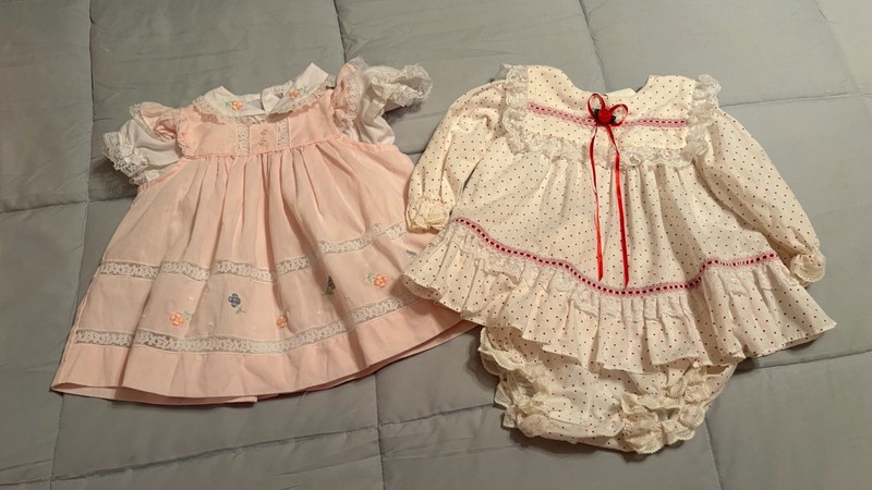 Bryan Infant Girls White W/red Pin dots & Baby Togs White & Pink 6-9 Mos Dresses