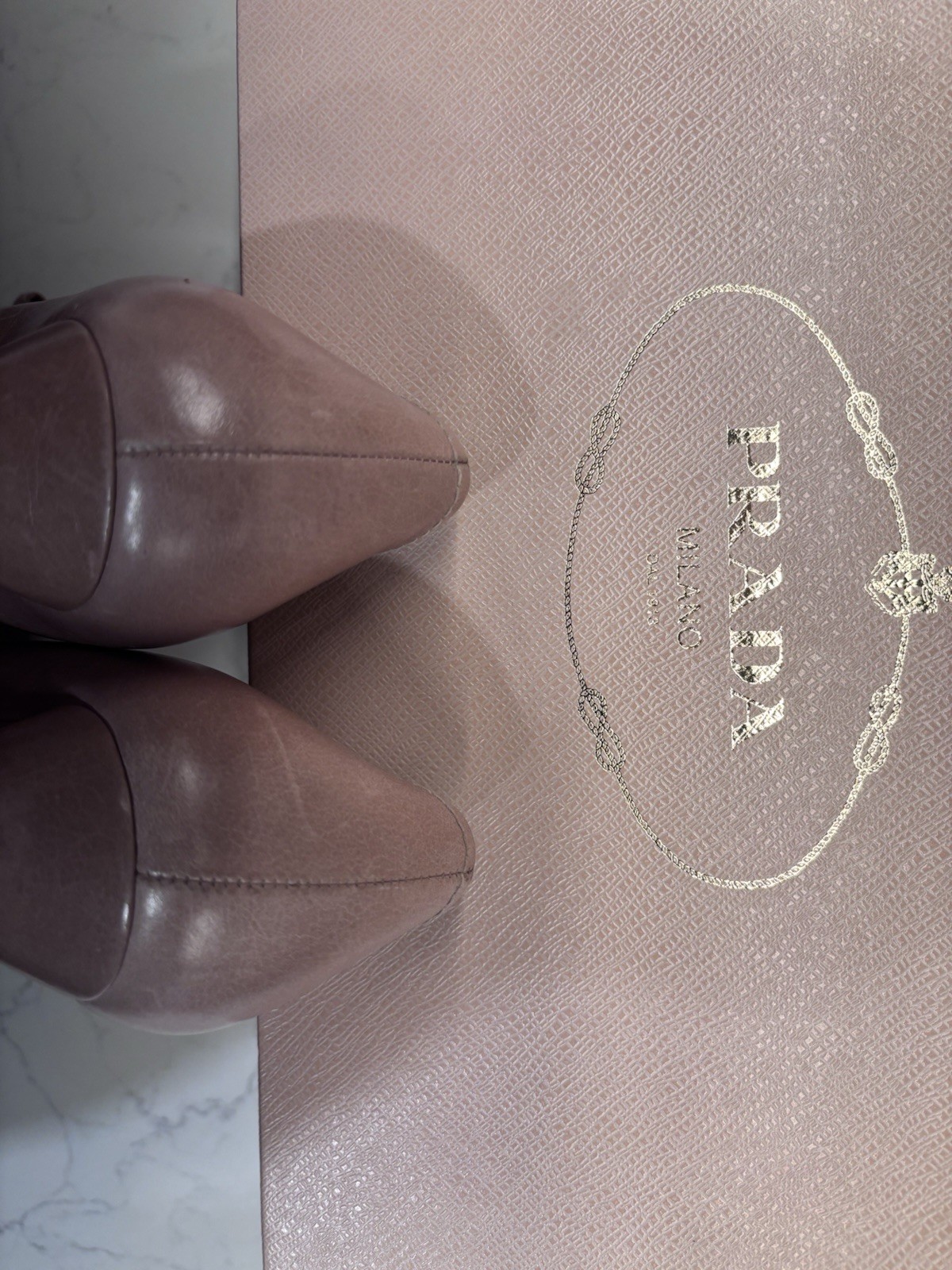 Prada Capretto Basic Cipria Bow Peep-Toe Heels 41… - image 19