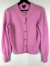 J. Crew Women's Pink Long Sleeve 100 Cashmere Jeweled Button Cardigan X-Small
