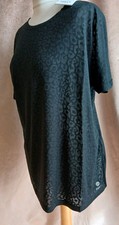 Biba Active Loose T Shirt Black Sheer Leopard Print Size 14 New With Tags U2S5