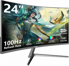24 Inch Curved Monitor FHD 1920X1080P 100Hz Refresh Rate 16:9 Aspect Ratio Ergon