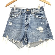 Wild Fable Button-Fly Cut-Off Jean Shorts Women's 4 Medium Wash Denim Frayed Hem
