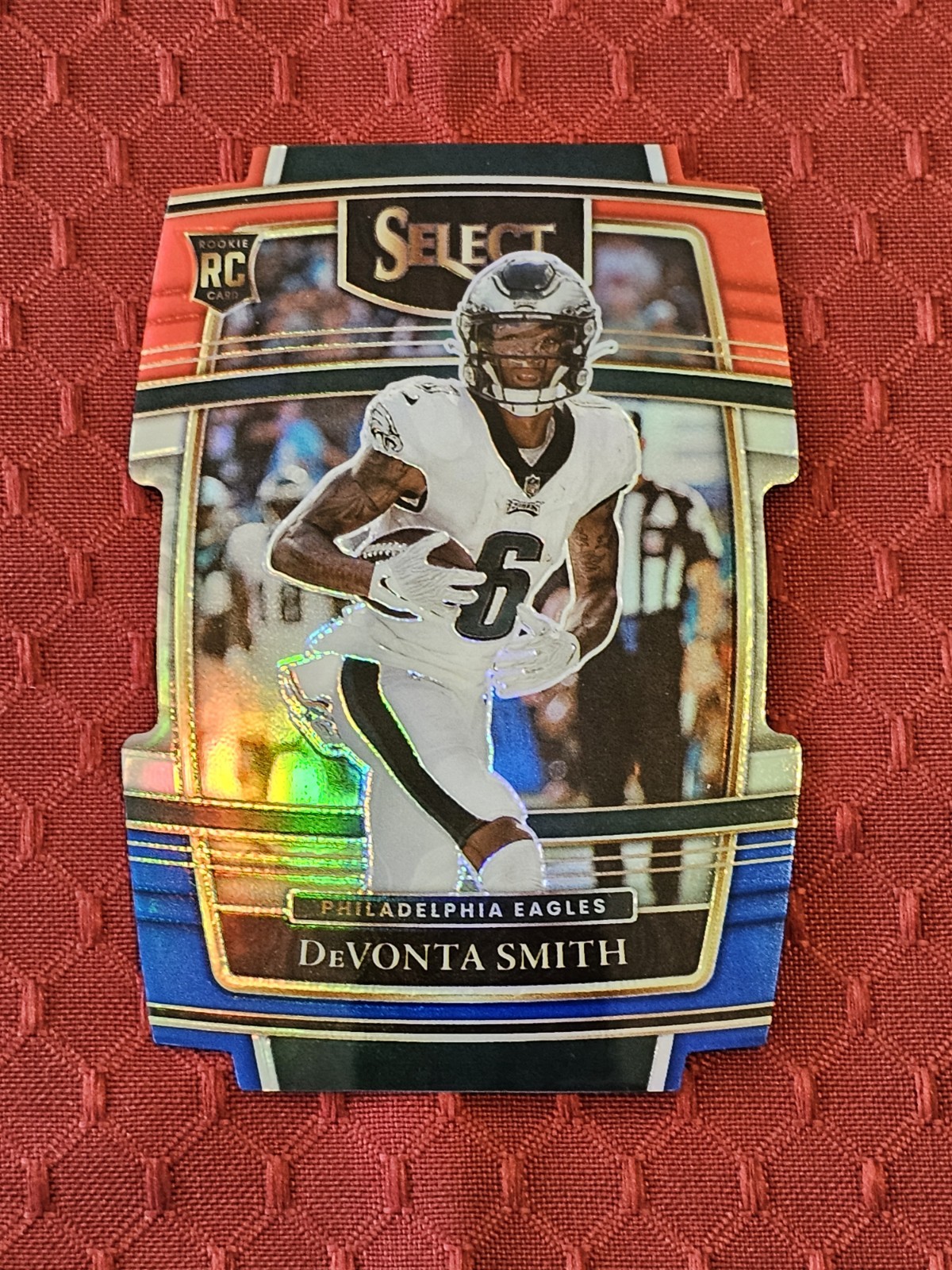 2021 Select Concourse Devonta Smith Red & Blue Prizm Die Cut RC Eagles NM-MT