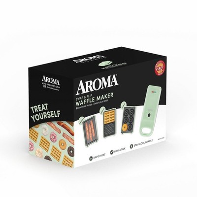 Aroma Swap & Flip Waffle Maker 6 Swappable Plates Griddles, Waffles, Donuts