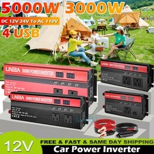 5000W/3000W DC 12V/24V to AC 110V Power Inverter with 4 USB Ports Fast Charge