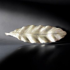 Leaf Hair Barrette Clip Silver Tone Signed Japan French Spring Vintage