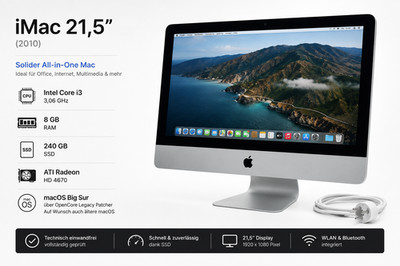 Apple iMac 21,5'' 2010 | i3 3,06GHz | 8GB RAM | 240GB SSD | HD 4670 | Big Sur GUT