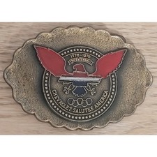 Vintage Bicentennial Belt Buckle Chevrolet Salutes America 1776-1976 Pre-owned