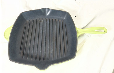 Le Creuset Square Cast Iron Skillet Grill fry frying Pan RARE LIME GREEN