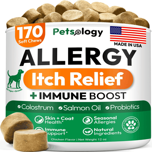 Dog Allergy Relief Chews 170 Treats Itch Relief for Dogs Omega 3 Fish Oil - Bild 1 von 8
