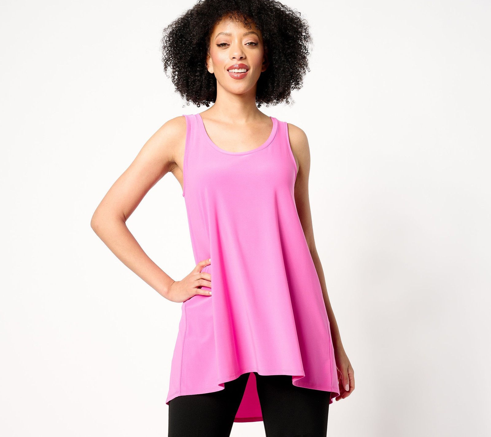 Dennis Basso Women's Top Sz L Italia Knit Sleeveless A-Line Pink A647494