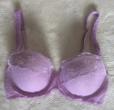 Victoria's Secret Dream Angels Padded Push Up Pink Lace Bra 32D Coquette Romance