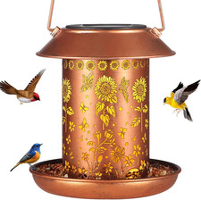 Sunflower Solar Bird Feeder for Outdoors Hanging Solar Lanterns Waterproof Metal