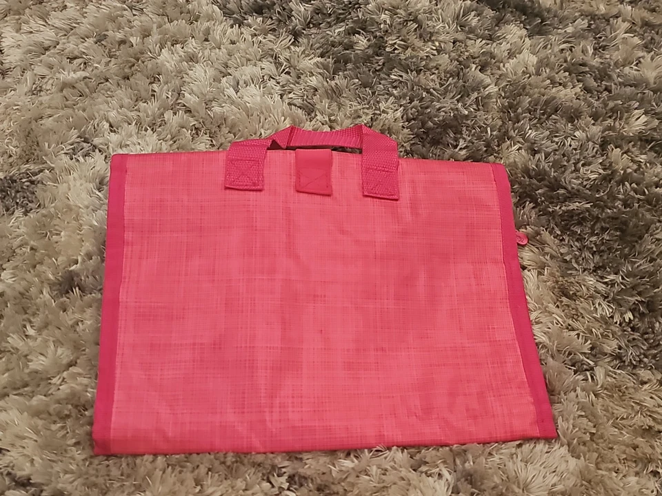 THIRTY ONE Fold & Hang Travel Organizer Bag Pink Crosshatch Toiletries LK NU - Image 4 of 4