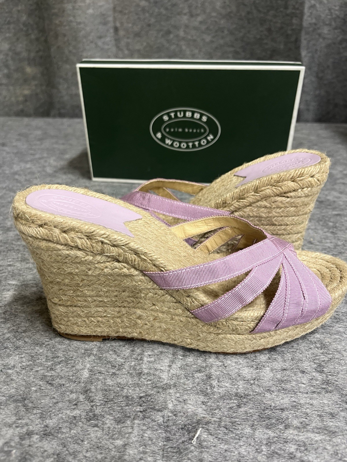Stubbs Wooton Sandals Womens 11 Lavender Grace Espadrilles Wedges Rib Open Toe