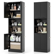75" Tall Bathroom Storage Cabinet, Bathroom Floor Cabinet with 4 Doors