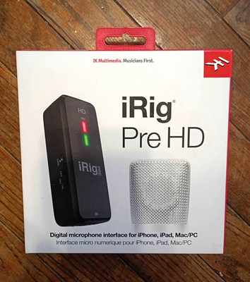 IK Multimedia iRig Pre HD Portable XLR Phantom Power 24-bit/96kHz Interface