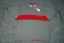 Tommy Hilfiger Sweater Mens XL Crewneck Pullover New Tag Classic Red Gray