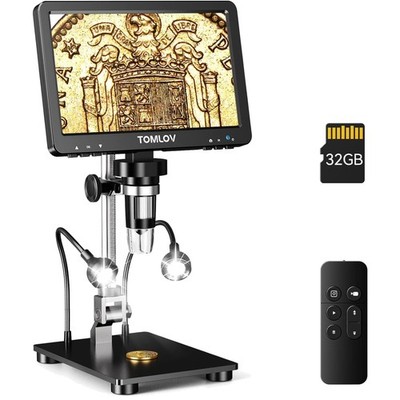 Upgraded DM9 Pro Coin Microscope: 7'' Screen & 1200X Zoom for Detail-Oriented Use