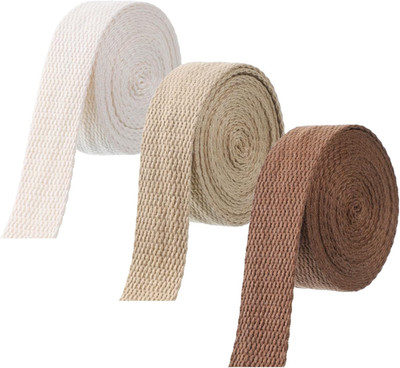 3 Rolls Cotton Webbing 1 Inch Mixed Polyester Cotton Weave Webbing Purse Straps