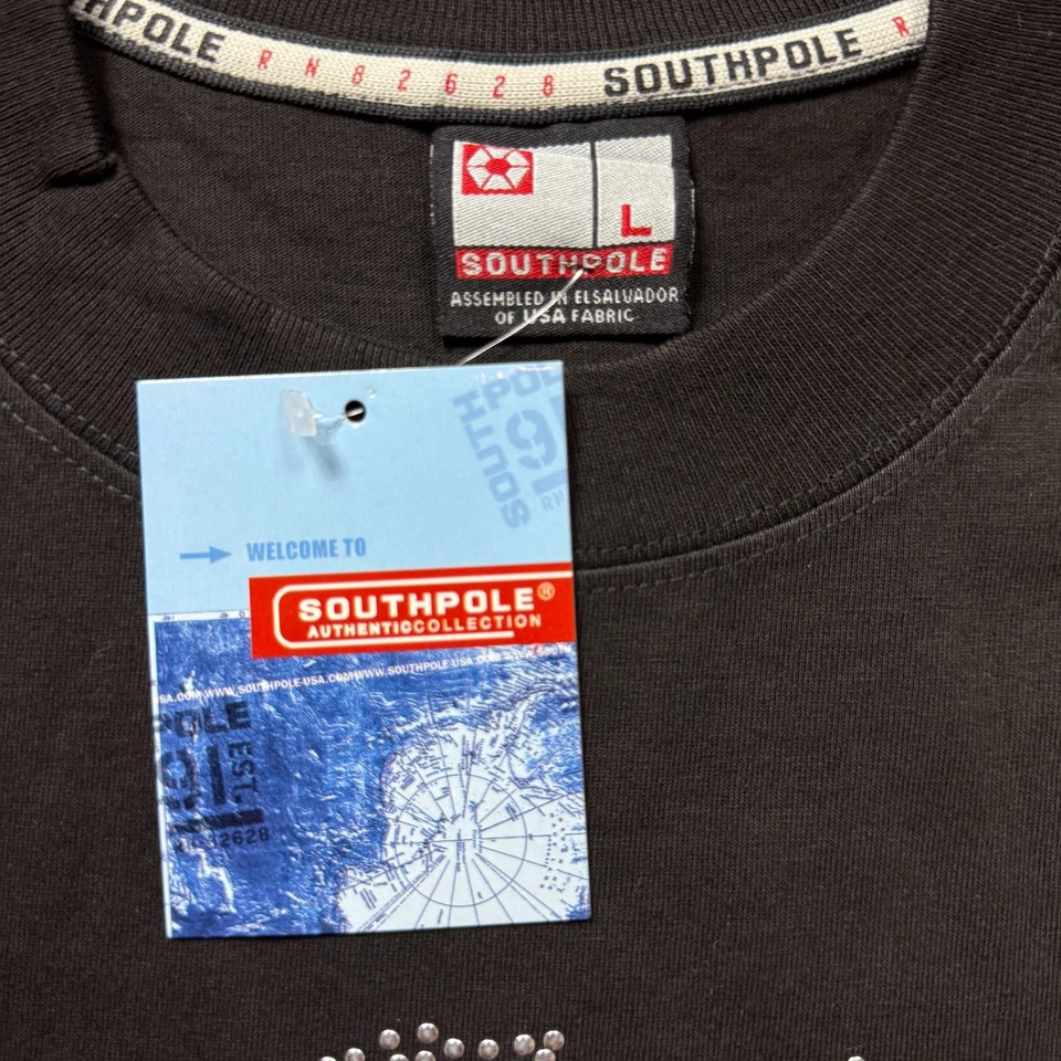 全新 复古 Southpole 衬衫 男式 大号 Deadstock NYC 嘻哈涂鸦 Y2K — 第 3/4 张图片