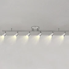 6-Light Track Lighting Kit - 270° Swivel & 90° Tilt Adjustable, Brushed Nicke...