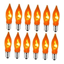 Flickering Flame Light Bulbs, 12 Pack C7 Flickering Light Bulbs, E12 Orange
