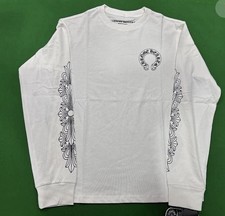 Chrome Hearts Mens White Long Sleeve Crew Nec...