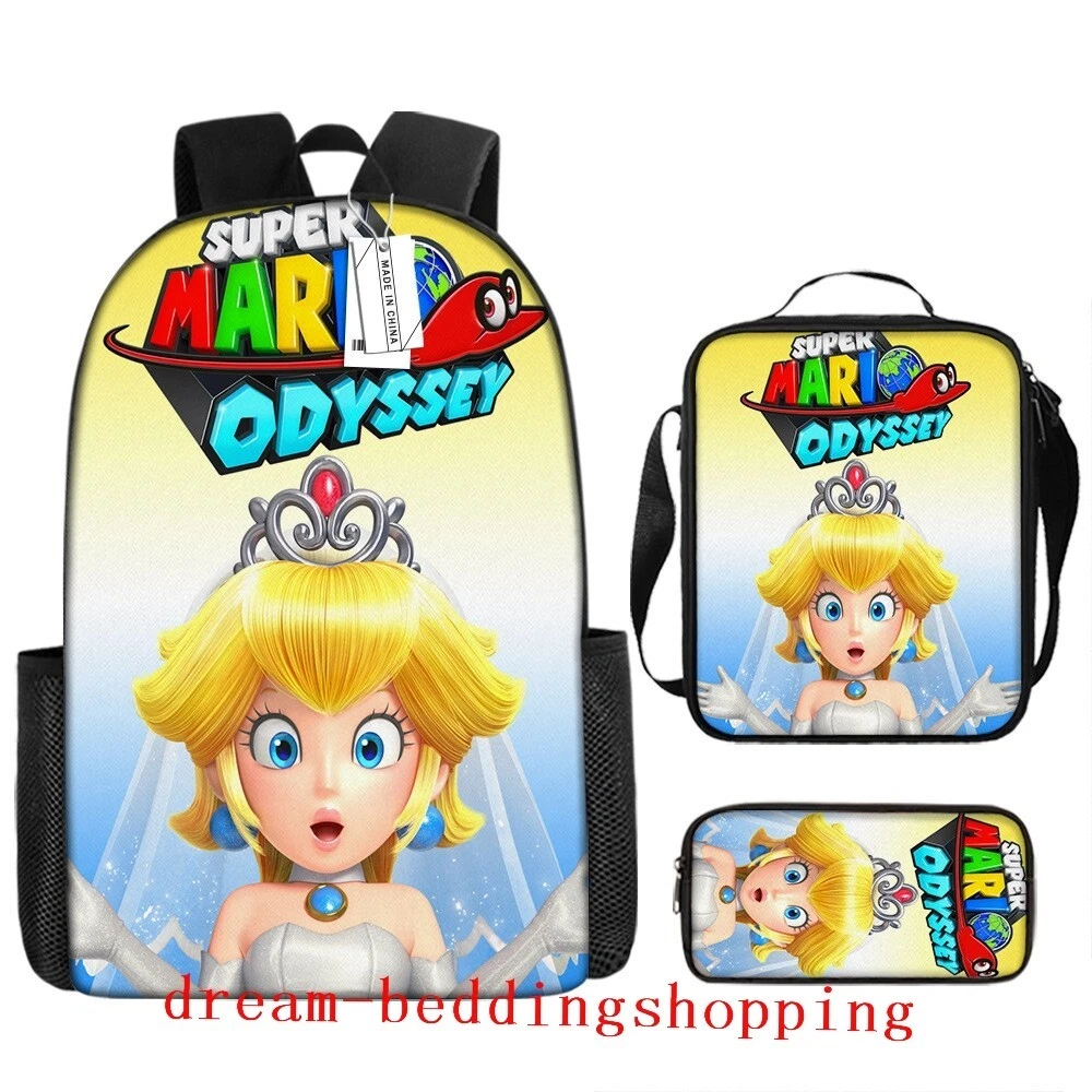 Princess Peach Backpack Set, School Backpack, Lunch Bag, Pencil Case
