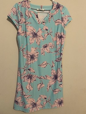 Aryeh Women's Floral Tropical Casual Short Sleeve Dress Size M
