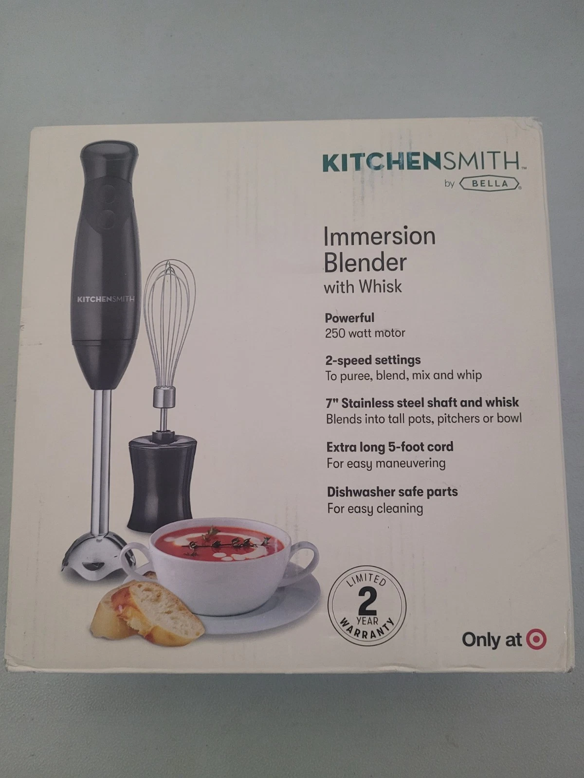 KitchenSmith Immersion Blender 7" Stainless Steel Shaft and Whisk 2-speed Black
Opens in a new windo
