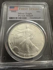 2005 PCGS MS69 First Strike Silver American Eagle in Classic Flag Label Holder